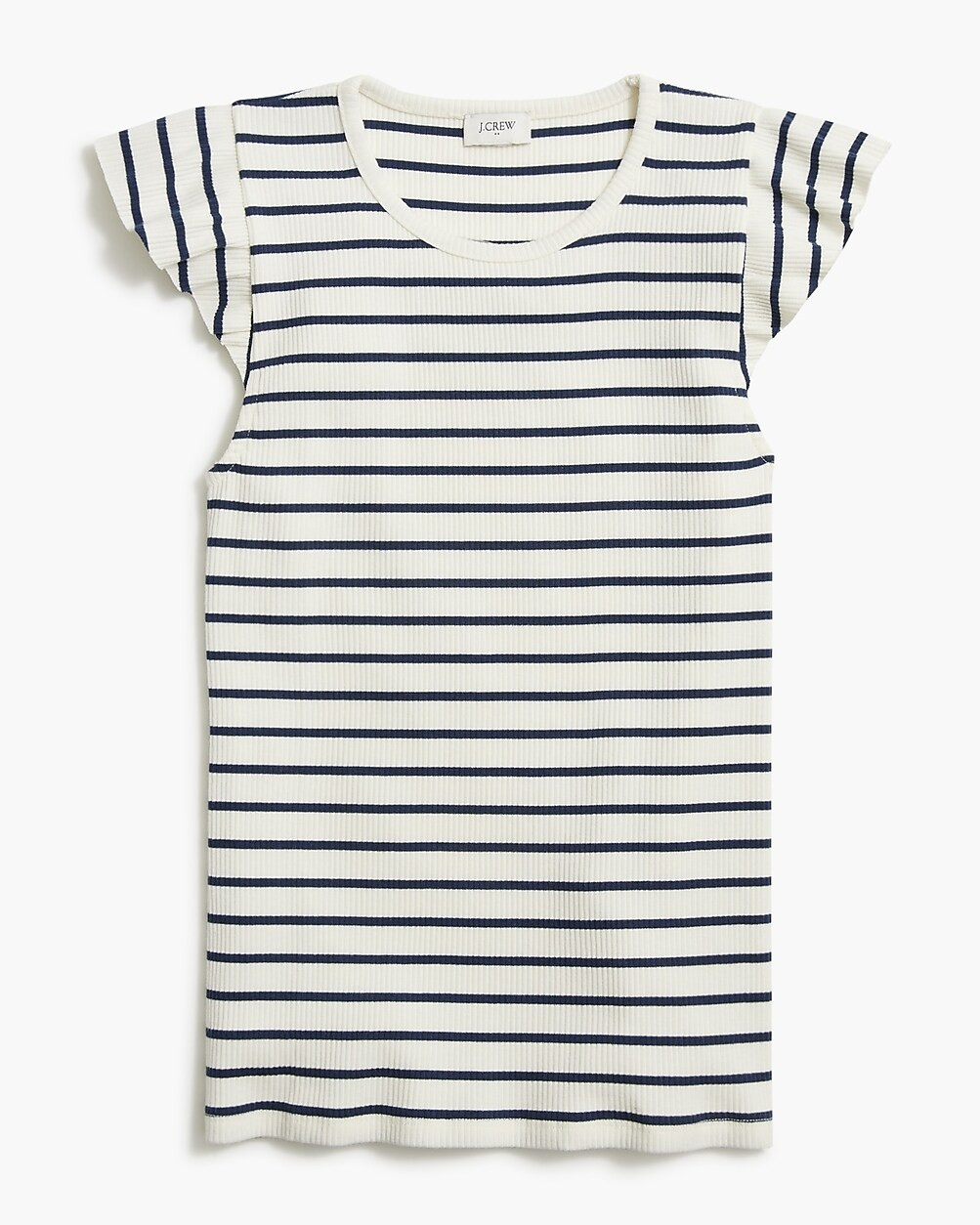 Striped ribbed ruffle tank top | J.Crew Factory