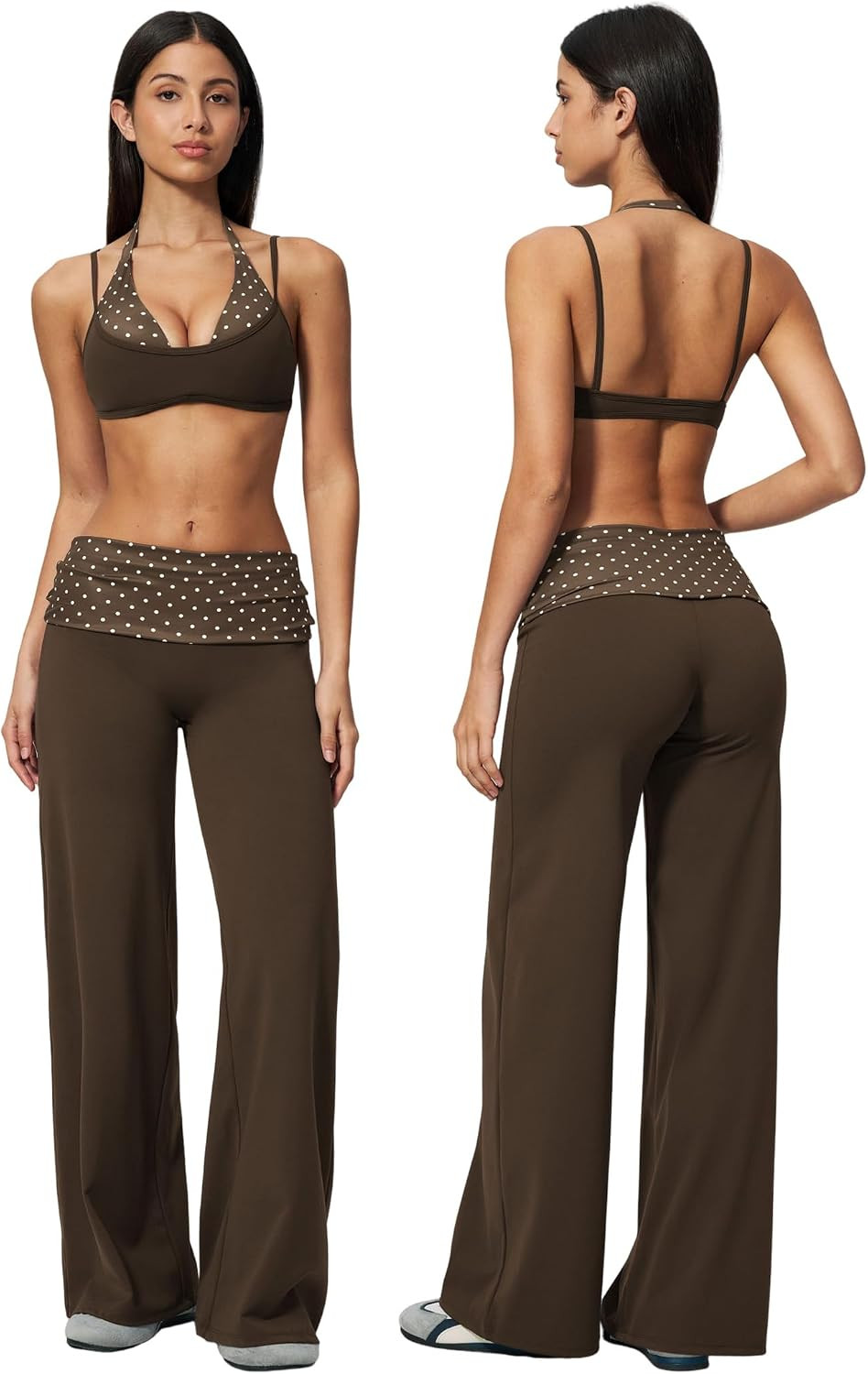 Workout Sets for Women Halter Sports Bras Wide Leg Yoga Pants | Amazon (US)