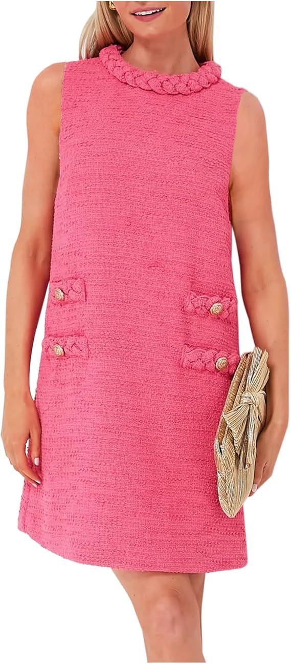 Kedera Women's Tweed Dress Summer Sleeveless Business Party Work A-line Mini Dress       Send to ... | Amazon (US)