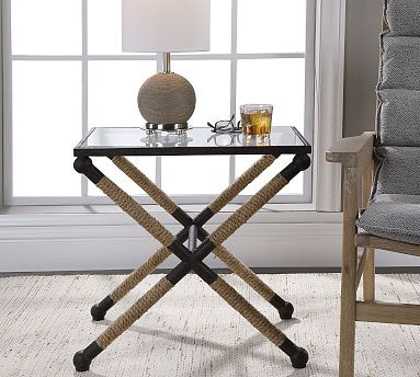 Rora Rectangular Metal &amp; Glass Accent Table (22") | Pottery Barn (US)