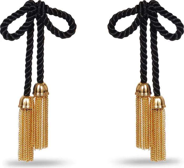 Lele Sadoughi Jet Bow Tassel Drop Earrings | Nordstrom | Nordstrom