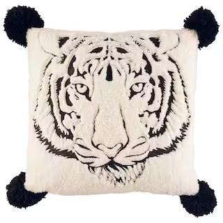 Betseys Tiger Black Plush 20X20 Decorative Pillow | The Home Depot