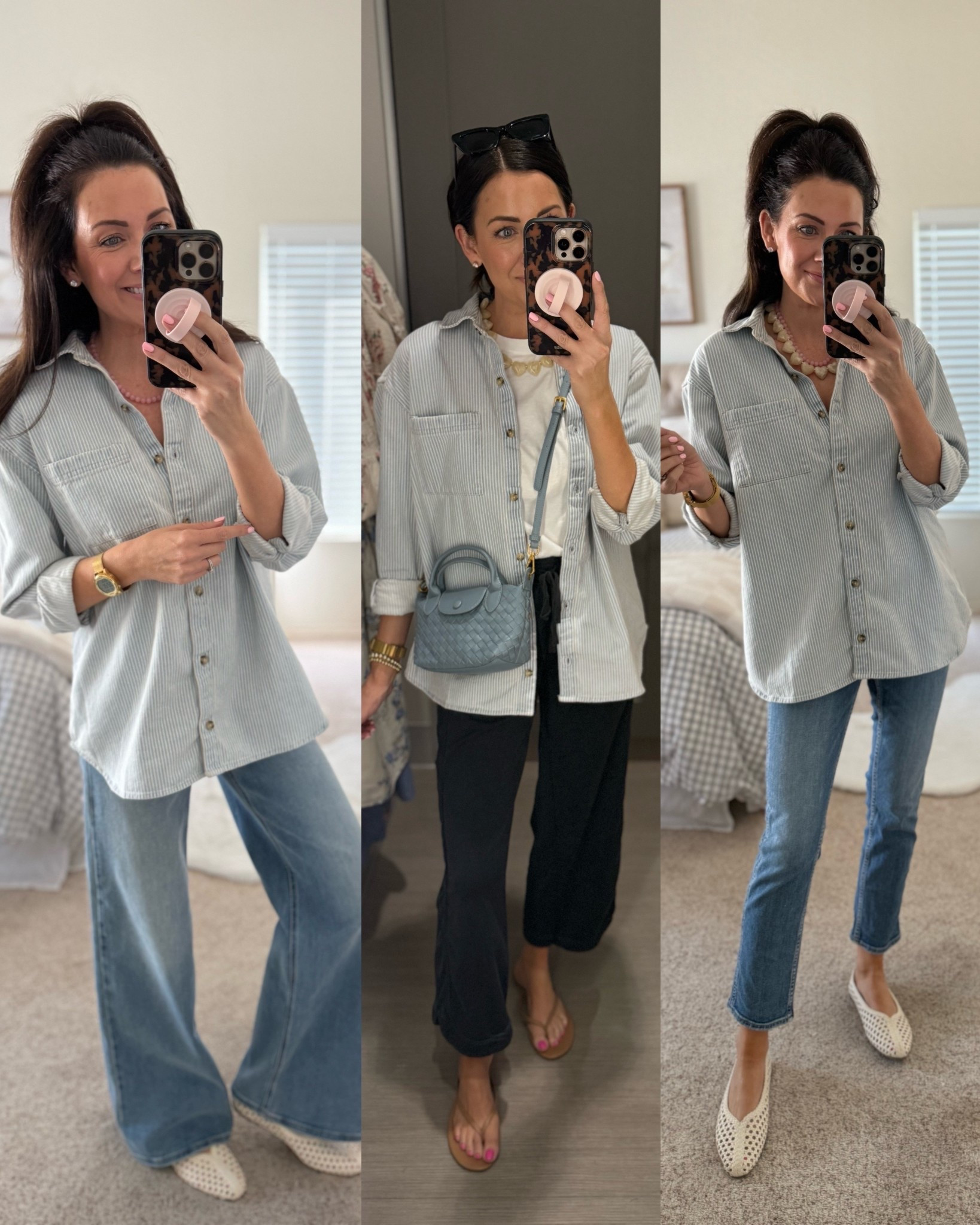 The oversized denim button up I will not stop talking about styled three ways!
•wearing an xs
• four regular in wide leg jeans
• 27 regular in straight leg jeans
• Small in sweatpants

#LTKSaleAlert #LTKmomlife #LTKSeasonal