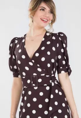 Vestido Traymon Estampa Poá Com Cinto Preto | Dafiti (BR)