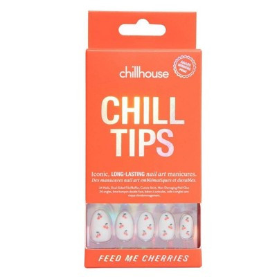 Chillhouse Chill Tips Fake Nails - Design Studio - Feed Me Cherries - 24ct: Oval Shape, High Shine Finish | Target