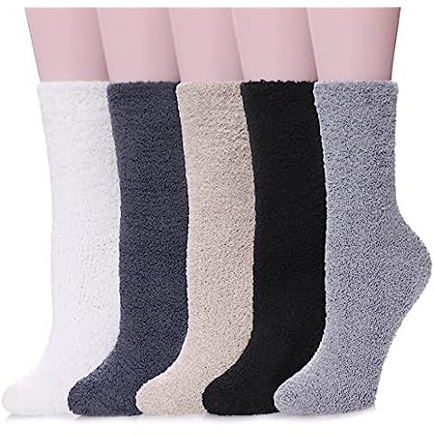 Amazon.com: Womens Fuzzy Slipper Socks Animal Soft Warm Cute Microfiber Cozy Fluffy Winter Christ... | Amazon (US)