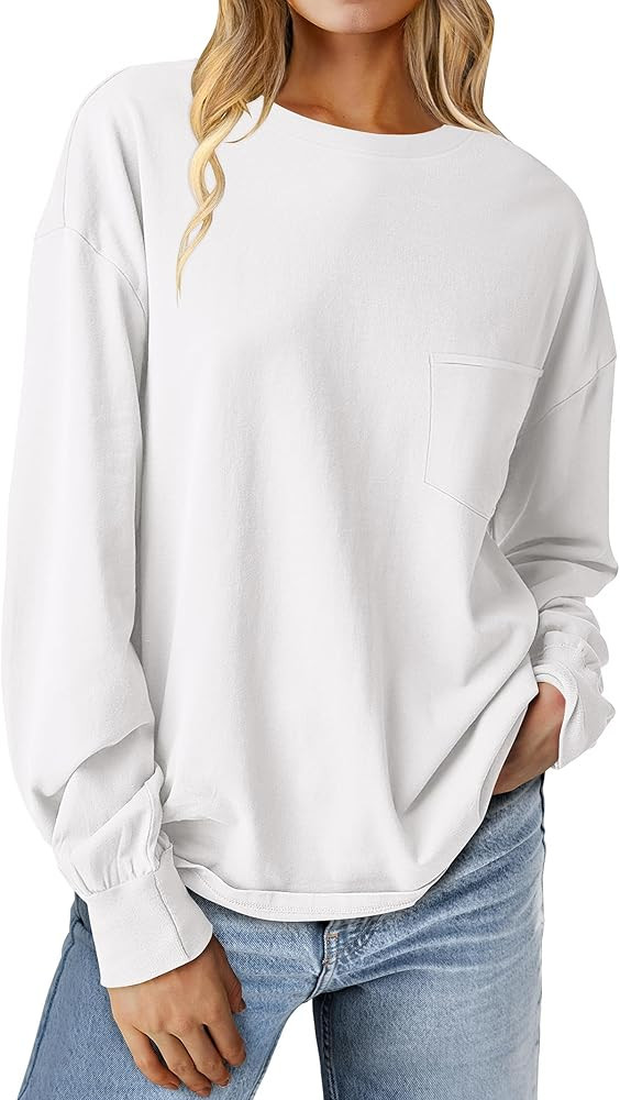 ANRABESS Womens Long Sleeve Shirts Crewneck Oversized Tops Casual 2024 Fall Trendy T-Shirts Tee B... | Amazon (US)