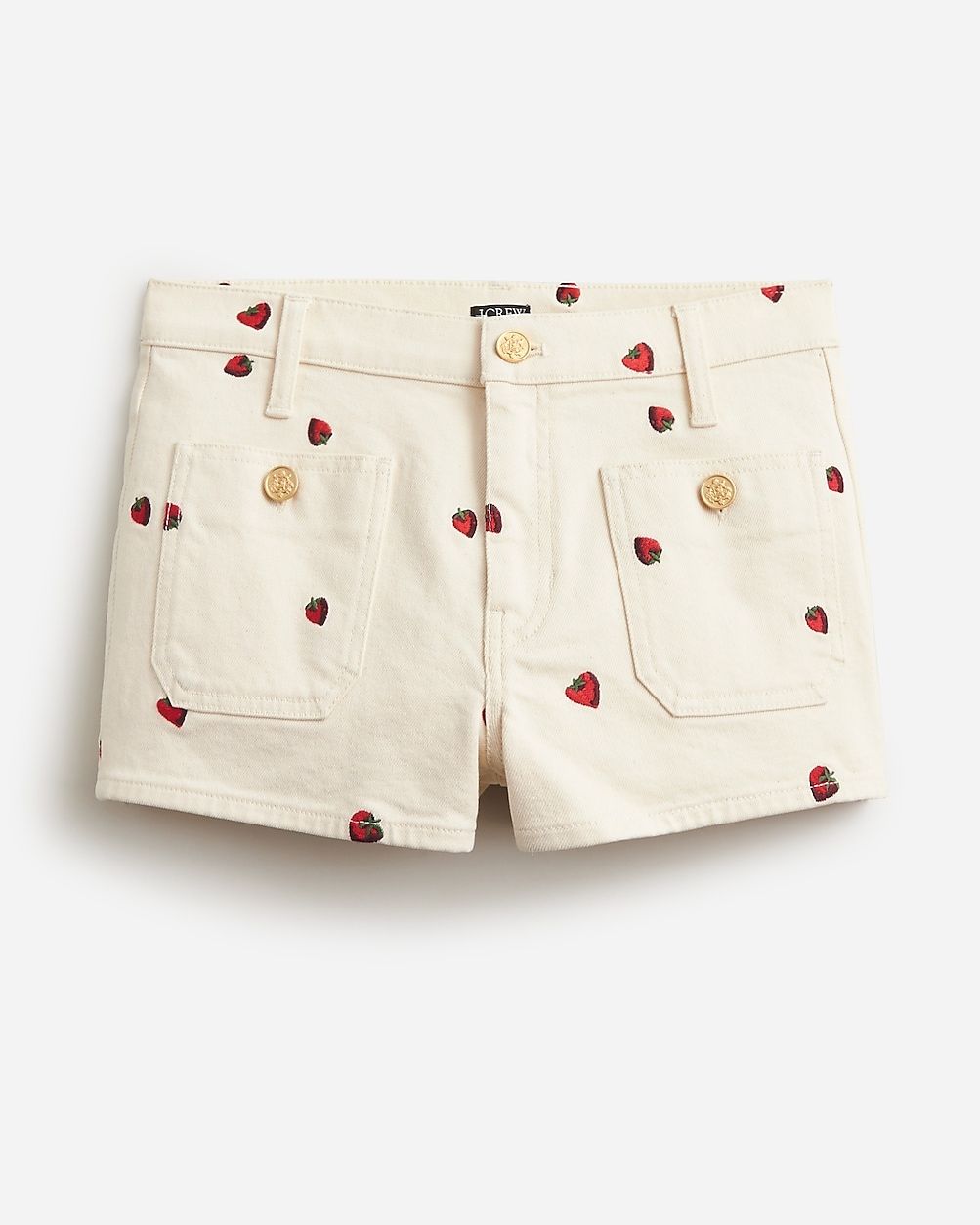 Mini 2" denim short in embroidered ecru | J.Crew US