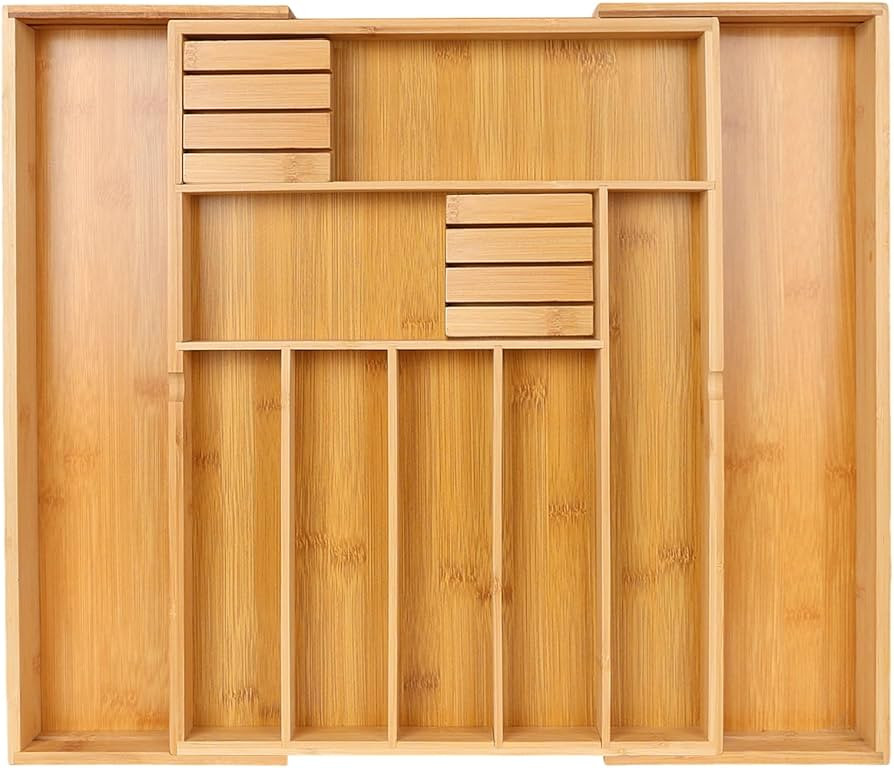 Expandable Cutlery Organizer, 7-9 Slot Bamboo Utensil Drawer Organizer with 2 Removable Knife Blo... | Amazon (CA)
