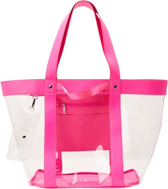 No Boundaries Women's Vinyl Beach Tote Handbag with Removable Glasses Case, Pink | Walmart (US)