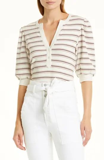 Veronica Beard Amity Stripe Henley Top | Nordstrom | Nordstrom