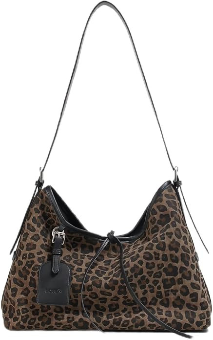 Women’s Leopard Print Knitted Shoulder Bag with Matching Wallet, Women's Hobo Handbags, Lightwe... | Amazon (US)