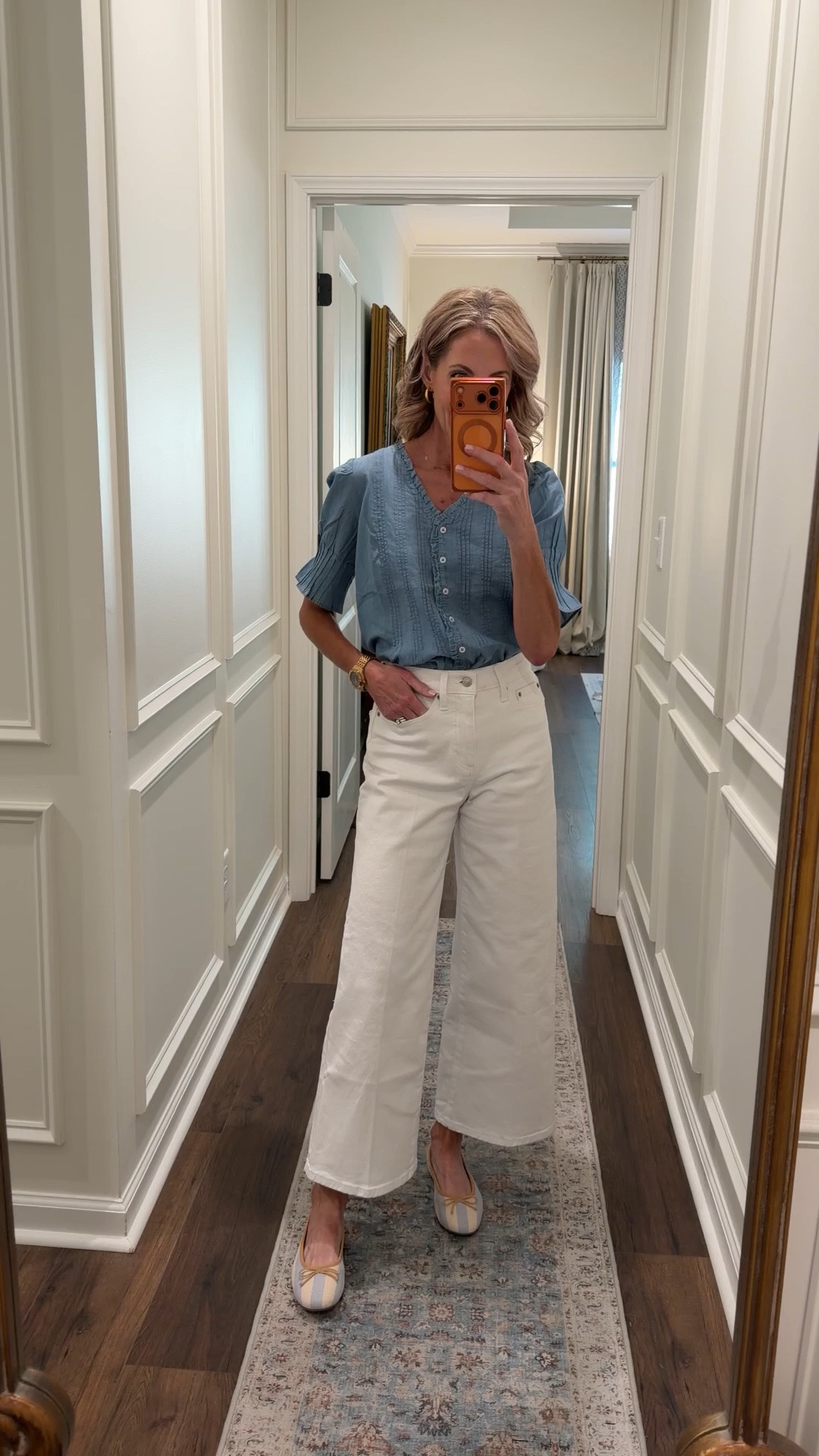 @Talbots  is having a buy one get one 50% off everything sale!!! this top is included in the sale and I also winked up some white jeans as well