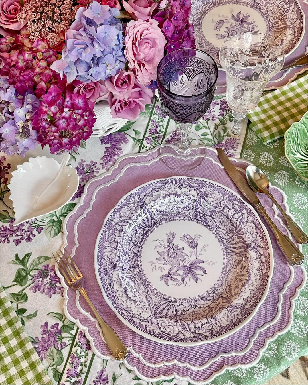 Lavender Scalloped Placemat Set of 4, Waterproof Embroidered Table Decor, Romantic Table Setting,... | Etsy (Global)