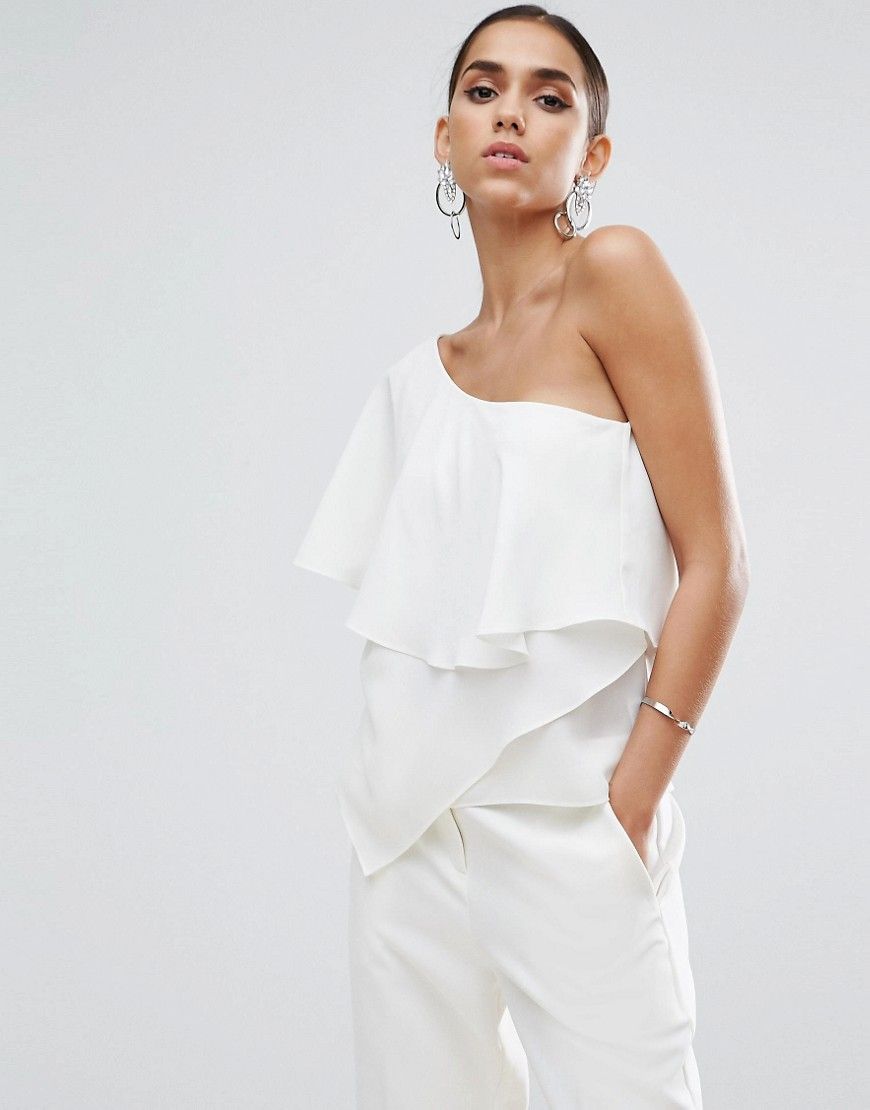 ASOS One Shoulder Tiered Top - White | ASOS US