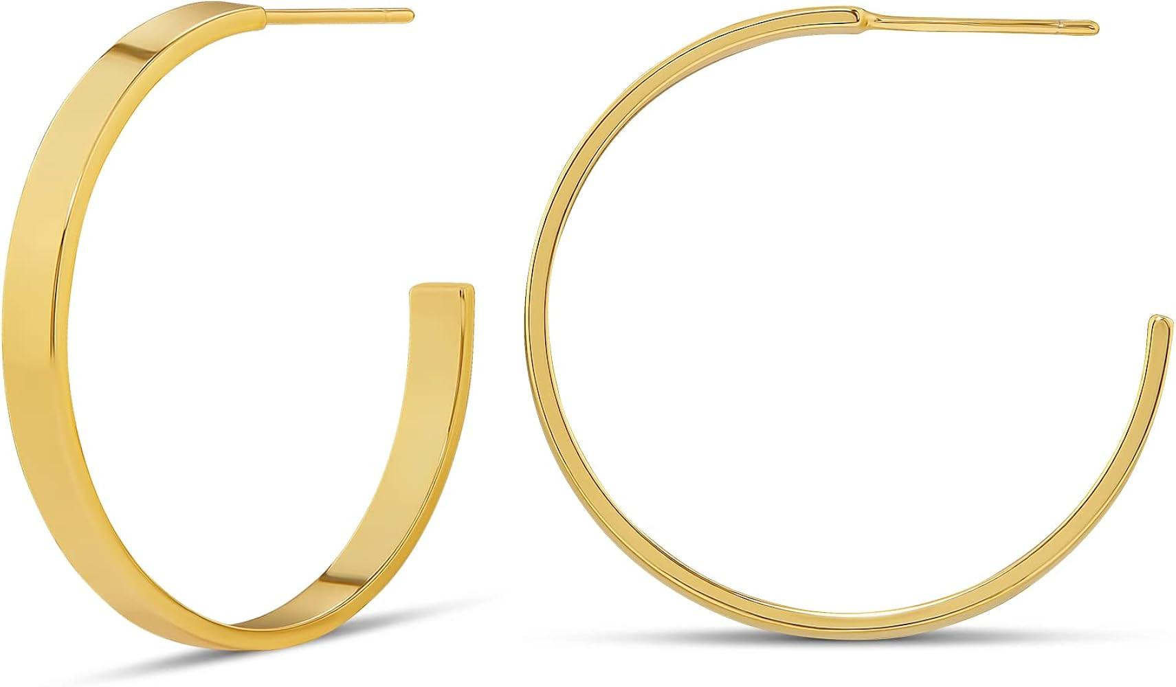 Amazon.com: Amazon Essentials 14K Gold Plated Square Edge Hoop 30mm, Yellow 14K Gold : Clothing, Shoes & Jewelry | Amazon (US)