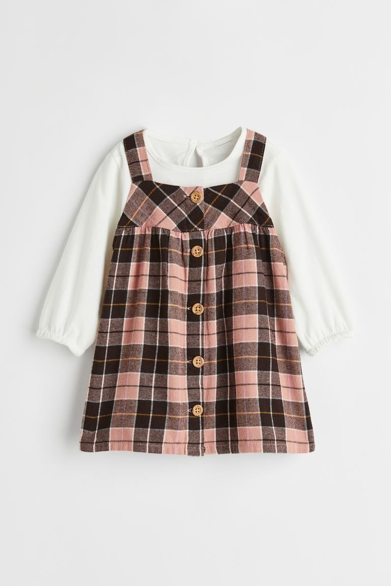 2-piece Cotton Set - White/plaid - Kids | H&M US | H&M (US)