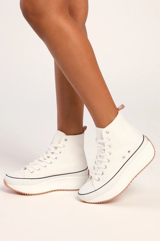 Winnona White Canvas Platform Sneakers | Lulus (US)