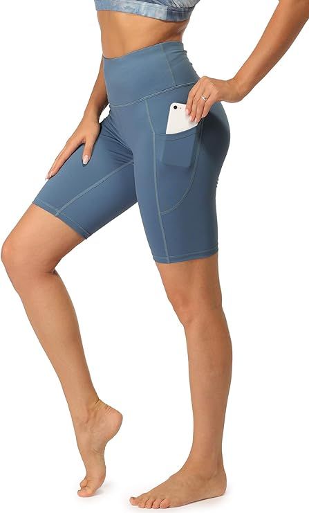 icyzone Biker Shorts for Women - High Waist Workout Running Yoga Exercise Gym Shorts with Pockets | Amazon (US)