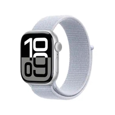 Apple - Watch Series 10 (GPS) 42mm Aluminum Case with Blue Cloud Sport Loop - Silver - (2024) | Best Buy U.S.
