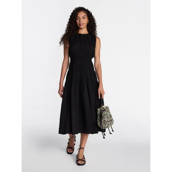 Time and Tru Women's Sleeveless Smocked Midi Dress, Sizes XS-XXXL | Walmart (US)