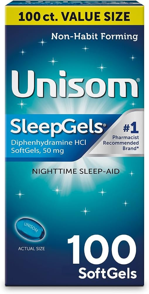 Unisom SleepGels Nighttime Sleep Aid Capsules for Adults, Diphenhydramine HCI 50mg, Non-Habit-For... | Amazon (US)