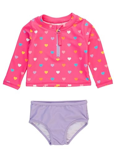 RuffleButts® Baby/Toddler Girls Long Sleeve Rash Guard 2 Piece Swimsuit Set w/UPF 50+ Sun Protec... | Amazon (US)