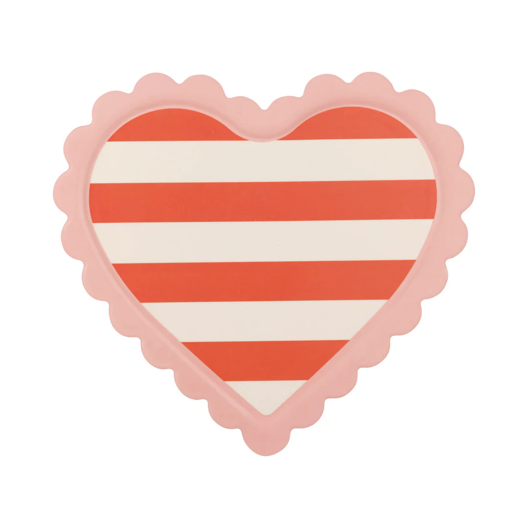 Scalloped Striped Heart Bamboo Tray | My Mind's Eye