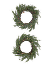 Set Of 2 24in Wreath And 9ft Garland Real Touch Set | Plants & Planters | Marshalls | Marshalls