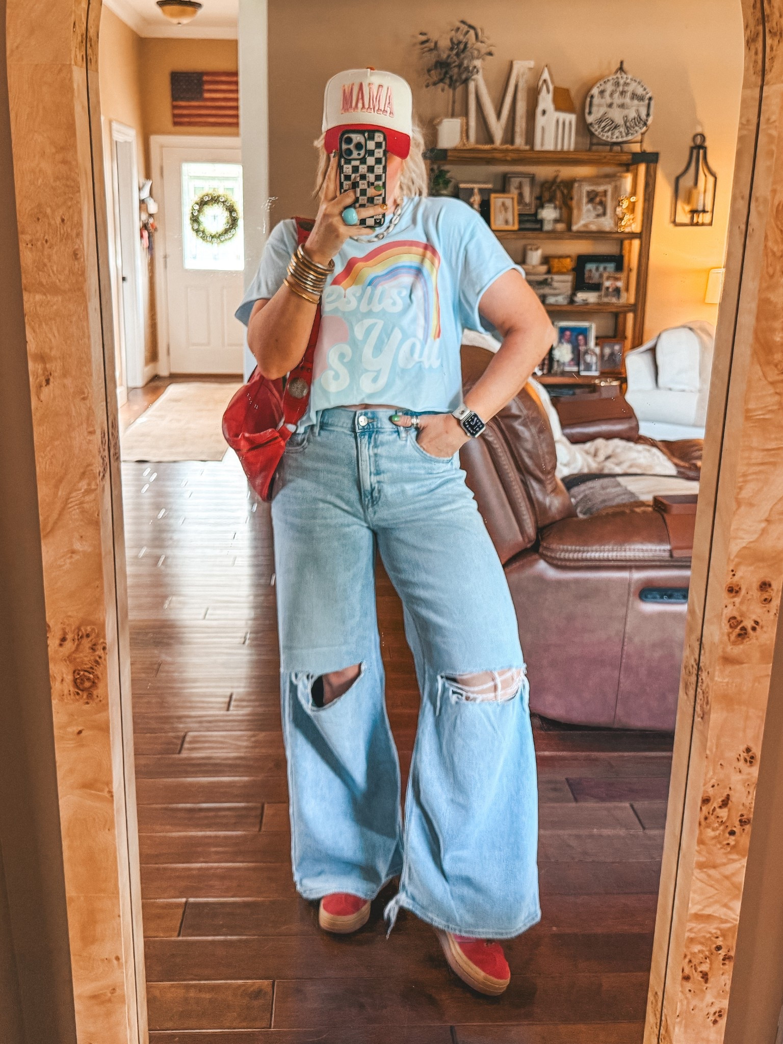 My Sunday afternoon fit 💕☀️
👖Jeans - 8 & true to size 
👚Tshirt - @prettylittlepatriot and size L
Can’t link tee here but here’s the link to copy and paste 👉🏼 https://prettylittlepatriot.com/products/jesus-loves-you-comfort-colors-tshirt?_pos=1&_sid=fff8fd4e9&_ss=r%3Fvariant%3D46117060640986&ref=uqpbdujy
👟Adidas - I size down 
🧢 My hat is @ettaandeast save with code MANDIE15 


#LTKOver40 #LTKStyleTip #LTKFindsUnder50