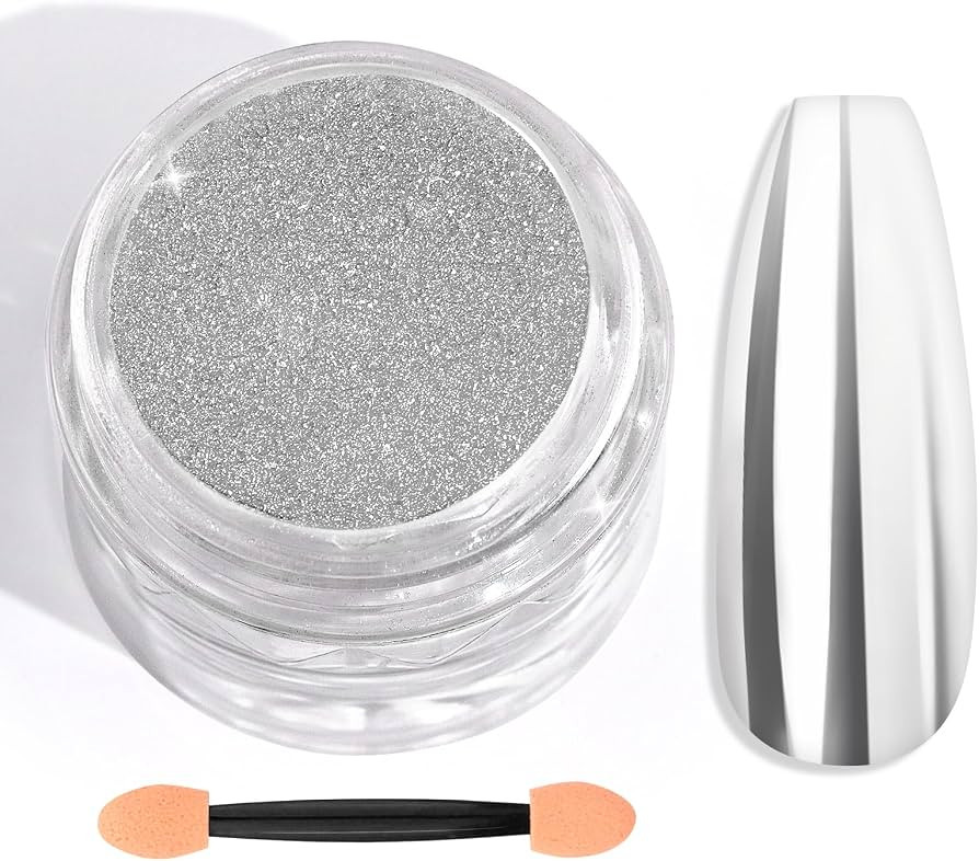 SAVILAND Silver Chrome Nail Powder - 1g Metallic Mirror Effect Chrome Powder for Gel Nails, Manic... | Amazon (US)