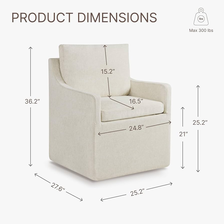 KISLOT Upholstered Dining Chairs Set of 1, Washable Cover Modren Deskchair with 4 Casters & Hidde... | Amazon (US)