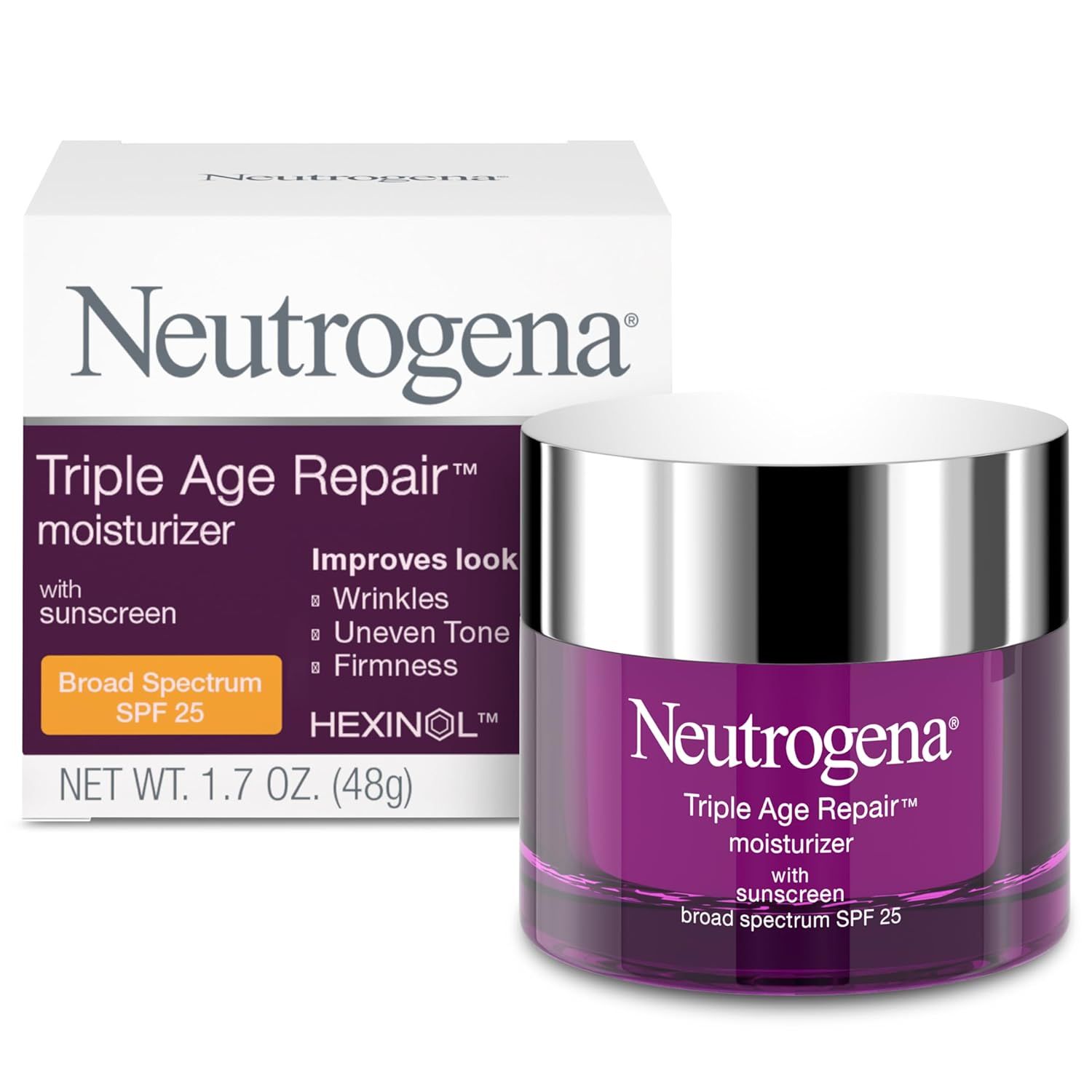 Neutrogena Triple Age Repair Anti-Aging Daily Facial Moisturizer with SPF 25 Sunscreen & Vitamin ... | Amazon (US)