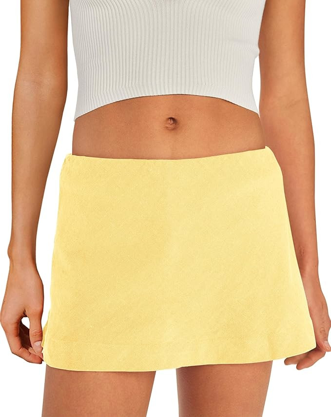 Amazon.com: SENSERISE Womens Cotton Linen Skorts Mini Skirt with Shorts Underneath Short A Line S... | Amazon (US)