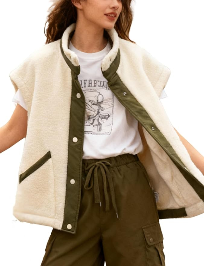 Womens Oversized Vest Warm Sleeveless Jacket for Hiking Camping & Everyday Layering | Amazon (US)