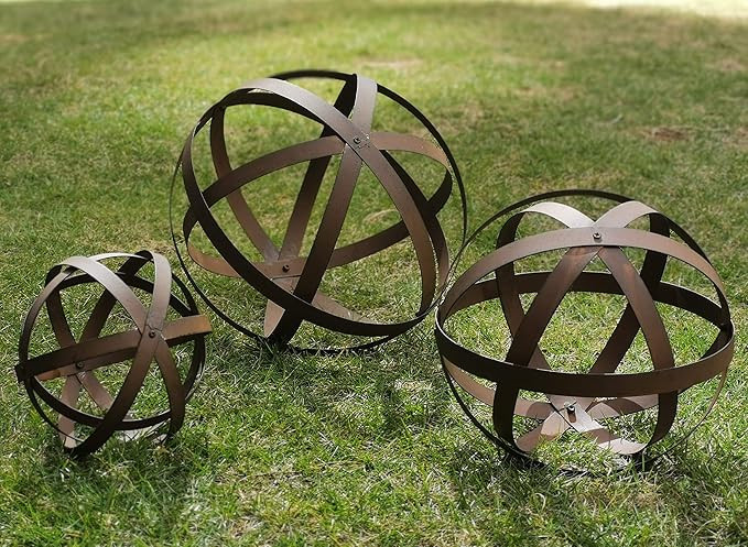 BSTGIFTS Metal Garden Spheres, Metal Band Decorative Spheres, Metal Folding Orb Garden Ball, Sets... | Amazon (US)