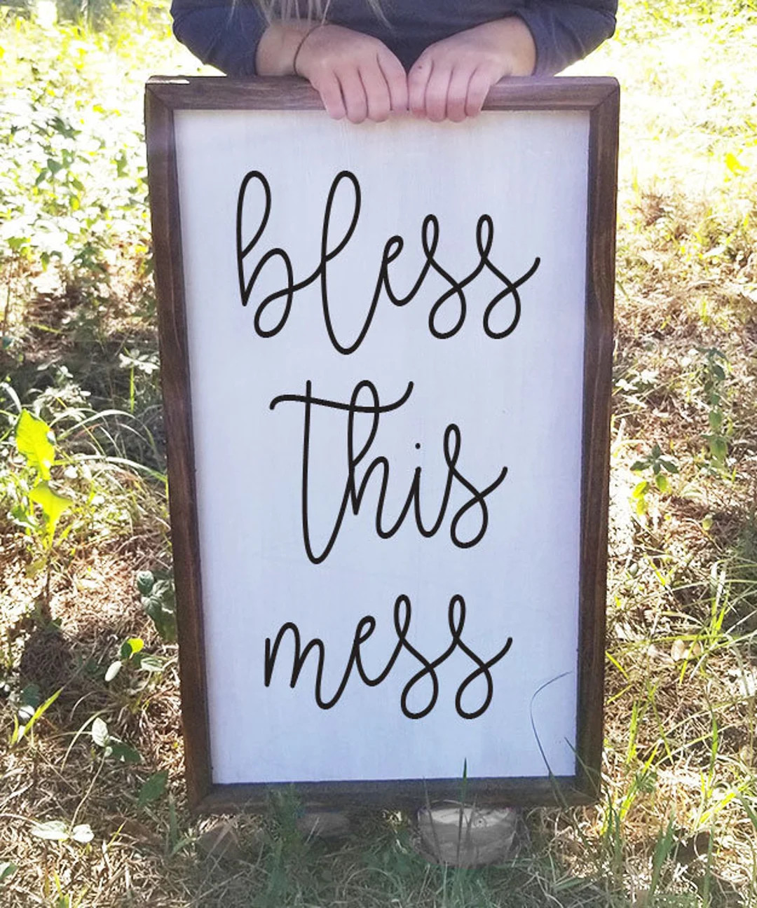 Bless This Mess Farmhouse Sign Framed Wood Sign Blessed Sign - Etsy | Etsy (US)