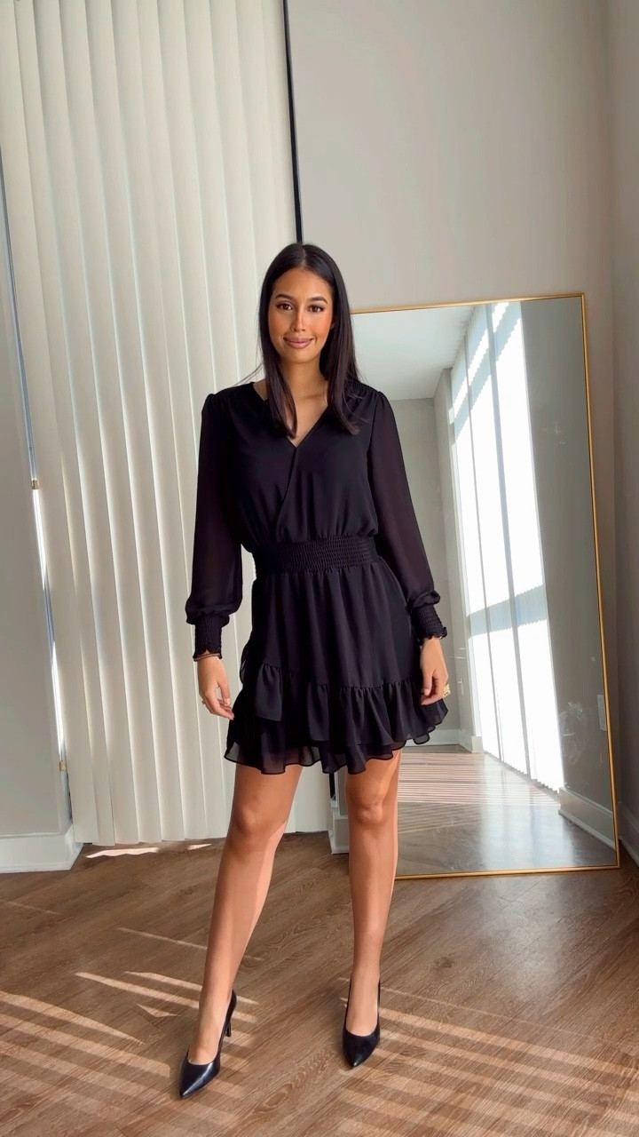 Michael kors black ruffle dress sale