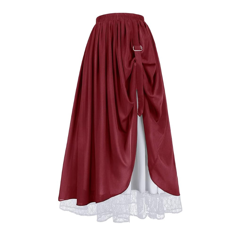 Women's Renaissance Skirt Victorian Peasant Double-Layer Maxi Long Skirt | Amazon (US)