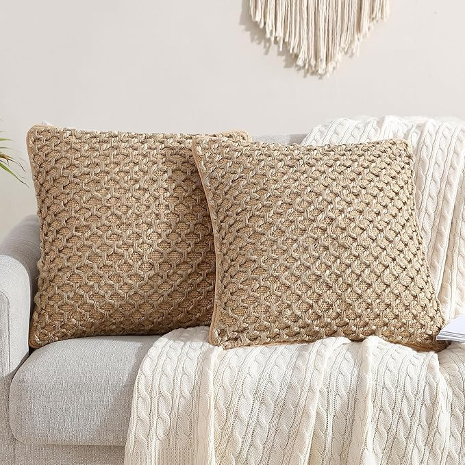Boho Living 18x18 White Throw Pillow Covers Pillow Insert not Included - Boho Pillow Covers Only,... | Amazon (US)
