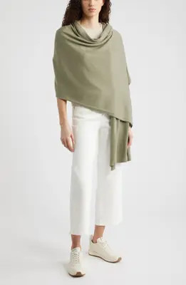 Nordstrom Transitional Knit Travel Wrap in Black Rock Heather at Nordstrom | Nordstrom