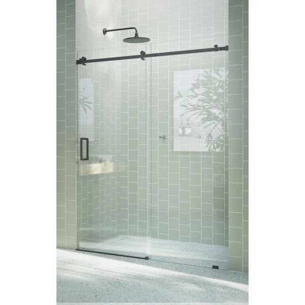 Astro 56 - 60 in. x 78 in. Fully Frameless Glass Sliding Shower Door | Wayfair North America