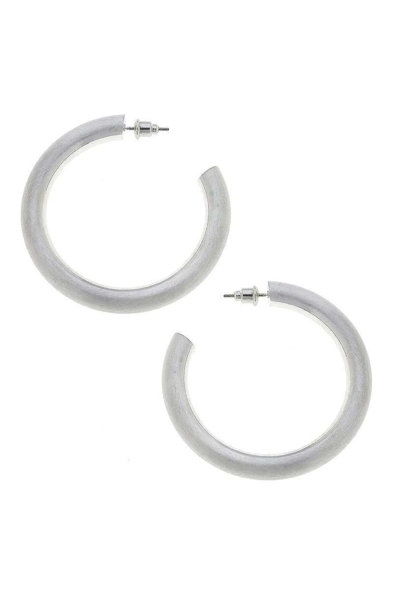 Isla Hoop Earrings in Satin Silver | CANVAS