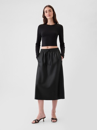 Vegan Leather Midi Skirt | Gap (US)