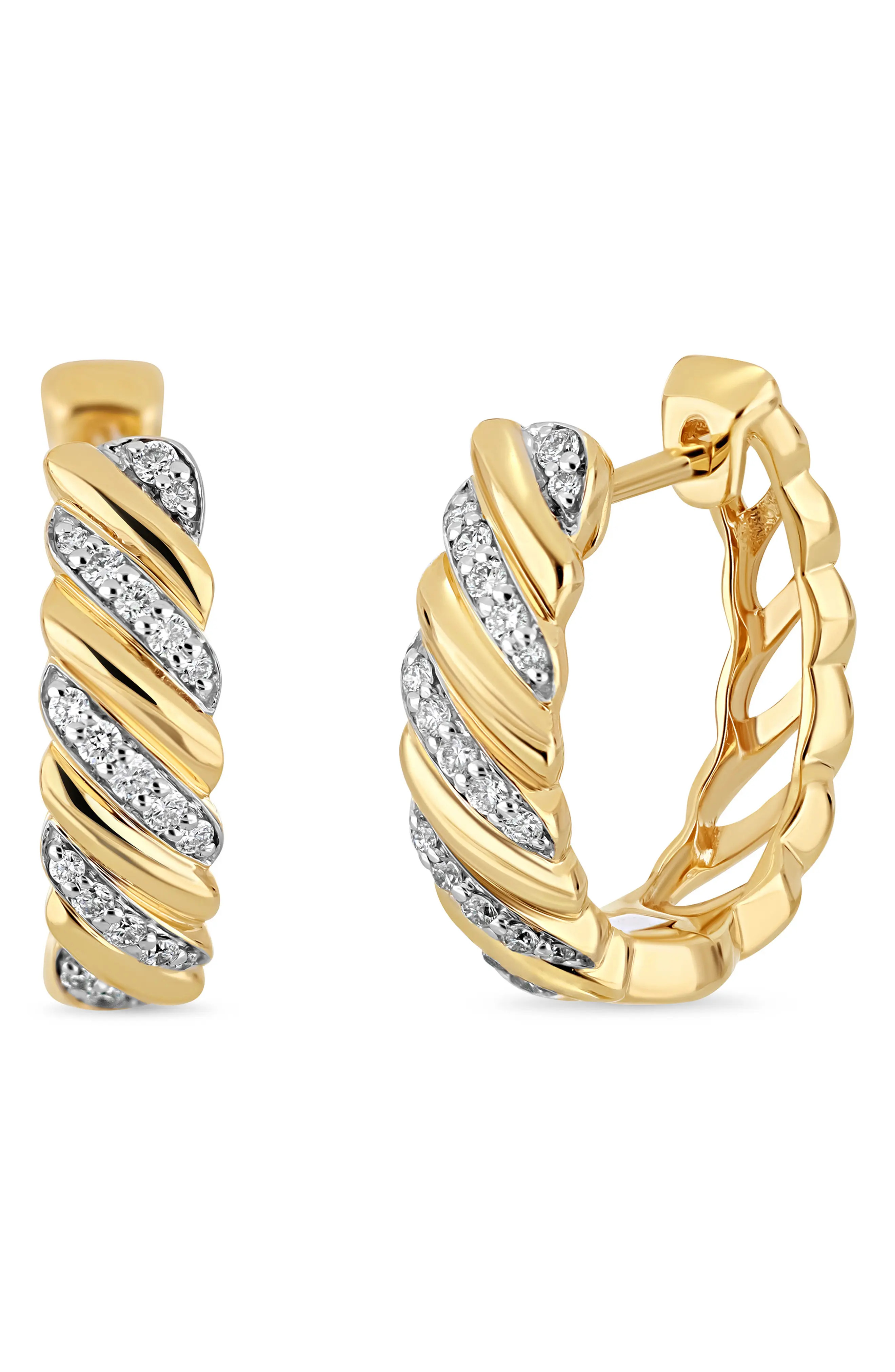 18K Gold Cleo Diamond Twisted Hoop Earrings, 14mm (Women) | Nordstrom | Nordstrom