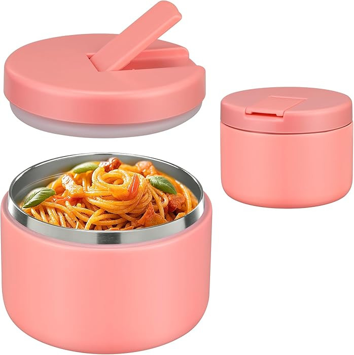 12oz Insulated Vacuum Food Jar with Buckle Lid Wide Mouth Soup Thermo for Hot Food Kids Leakproof... | Amazon (US)