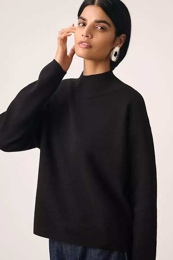Maeve Carys Mock-Neck Sweater By Maeve in Black Size S | Anthropologie (US)
