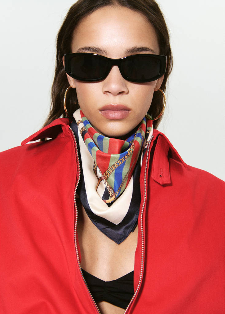 Chain-print scarf red - Women - One size - MANGO | MANGO (UK)