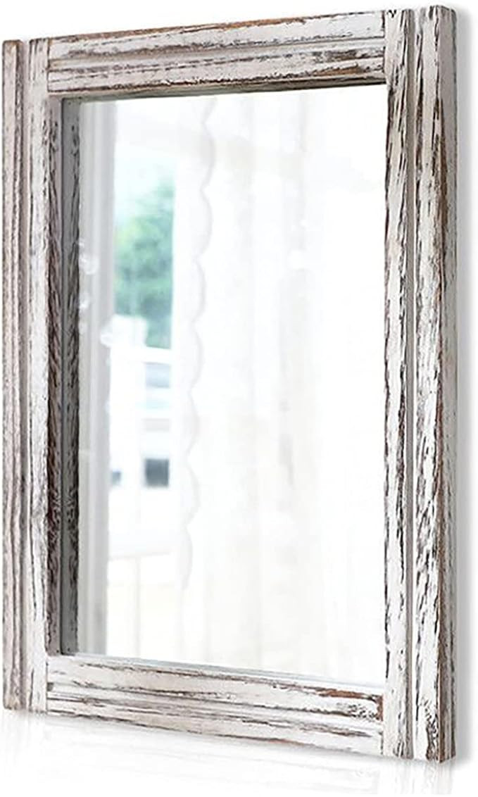 AAZZKANG Large Wall Mirror 26"x18" Rustic Wood Mirror Rectangle Decorative Farmhouse Bedroom Bath... | Amazon (US)