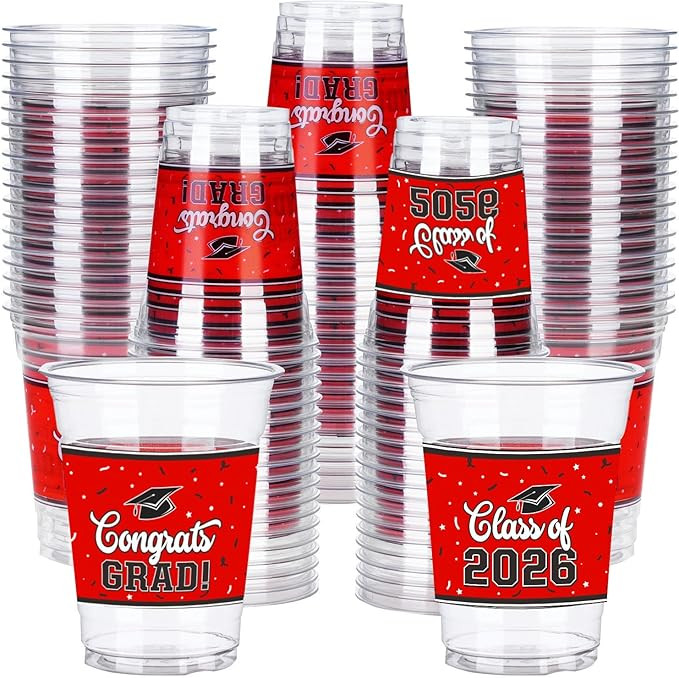 100 Pcs 12oz Graduation Cups Class of 2026 Disposable Graduation Plastic Cups, 2026 Grad Party Cu... | Amazon (US)